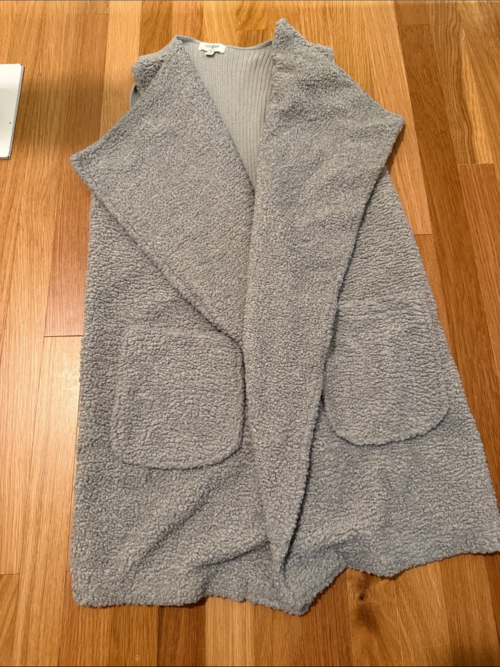 Umgee Light Gray Teddy Open-Front Vest
